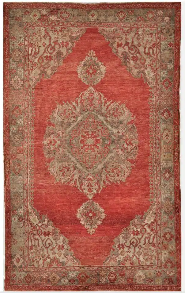 5' x 8' Red Fine Hand-Knotted Turkish Oushak Rug – Traditional Transitional Wool