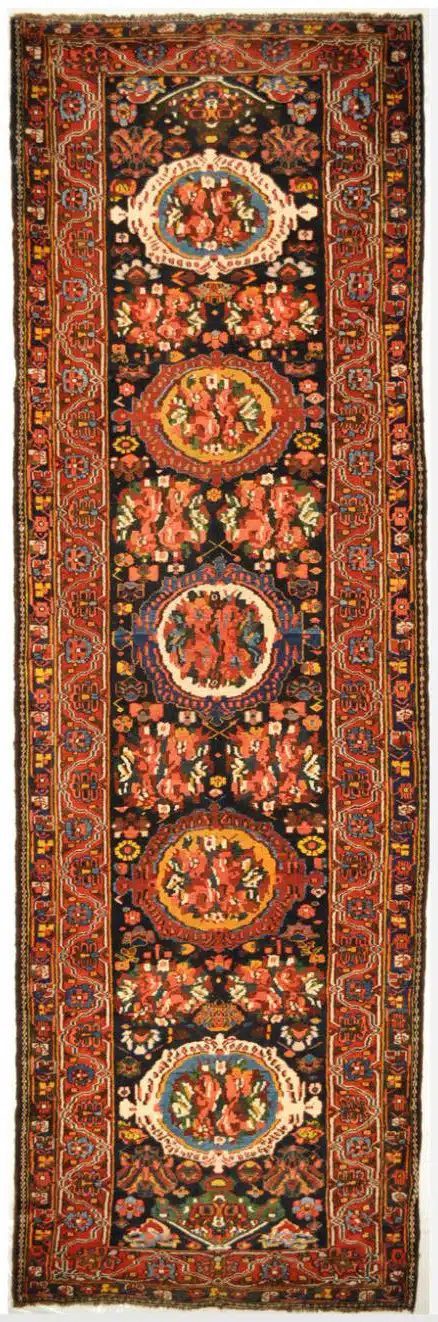 4' x 14' Red Fine Hand-Knotted Persian Bakhtiari Runner – Traditional Wool