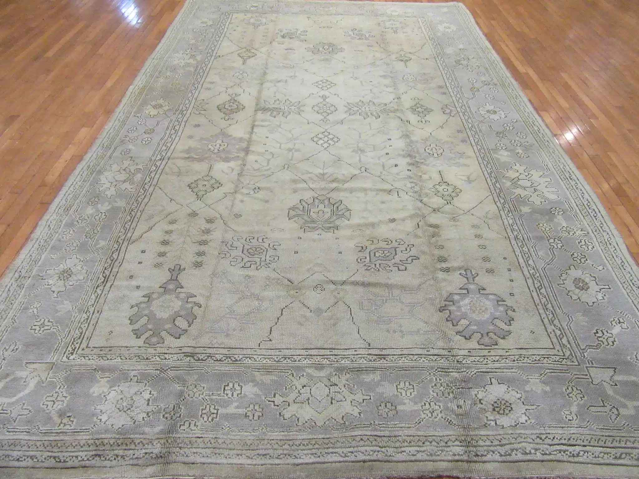 9' x 14' Ivory Fine Hand-Knotted Turkish Oushak Rug – Transitional Wool - Image 2