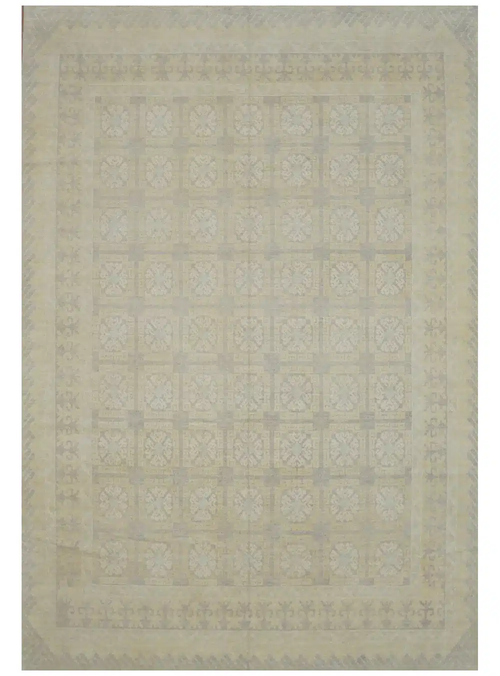 9' x 13' Pakistani Ivory Khotan Design Rug Transitional Hand-Knotted Wool
