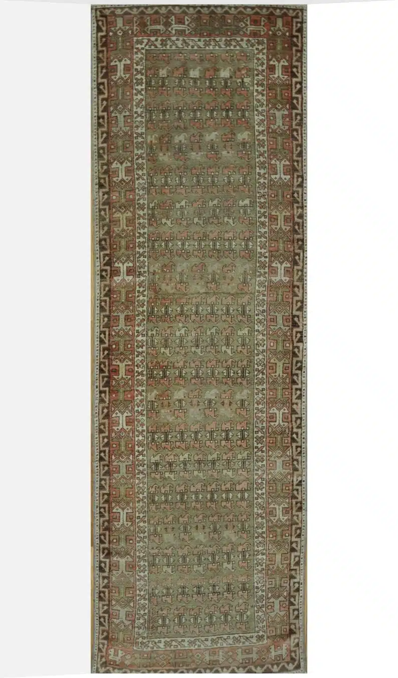 3' x 11' Green Fine Hand-Knotted Anatolian Turkish Runner – Vintage Wool