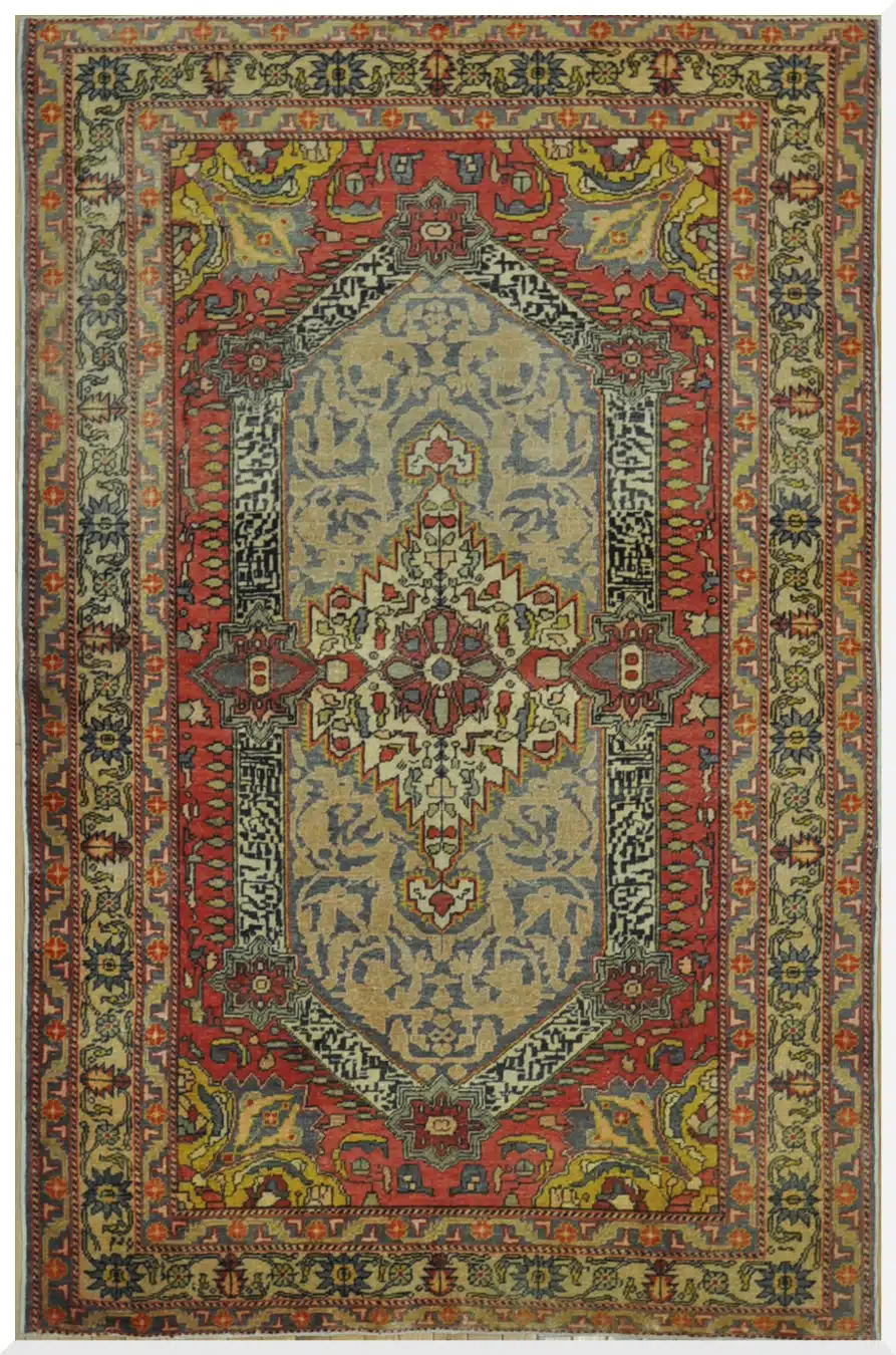 5' x 7' Red Fine Hand-Knotted Vintage Turkish Sivas Rug – Traditional Wool