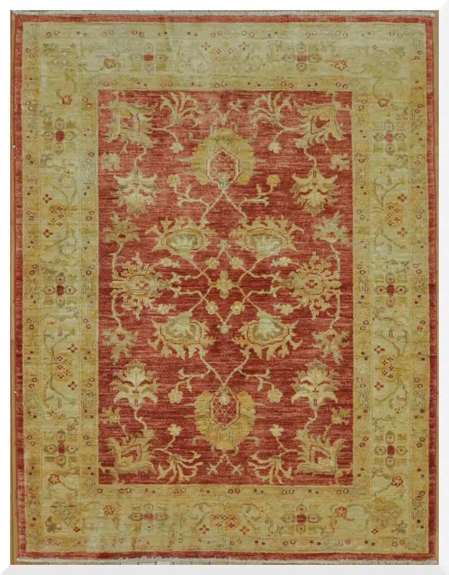 4' x 6' Red Fine Hand-Knotted Pakistani Sultanabad Rug – Transitional Wool