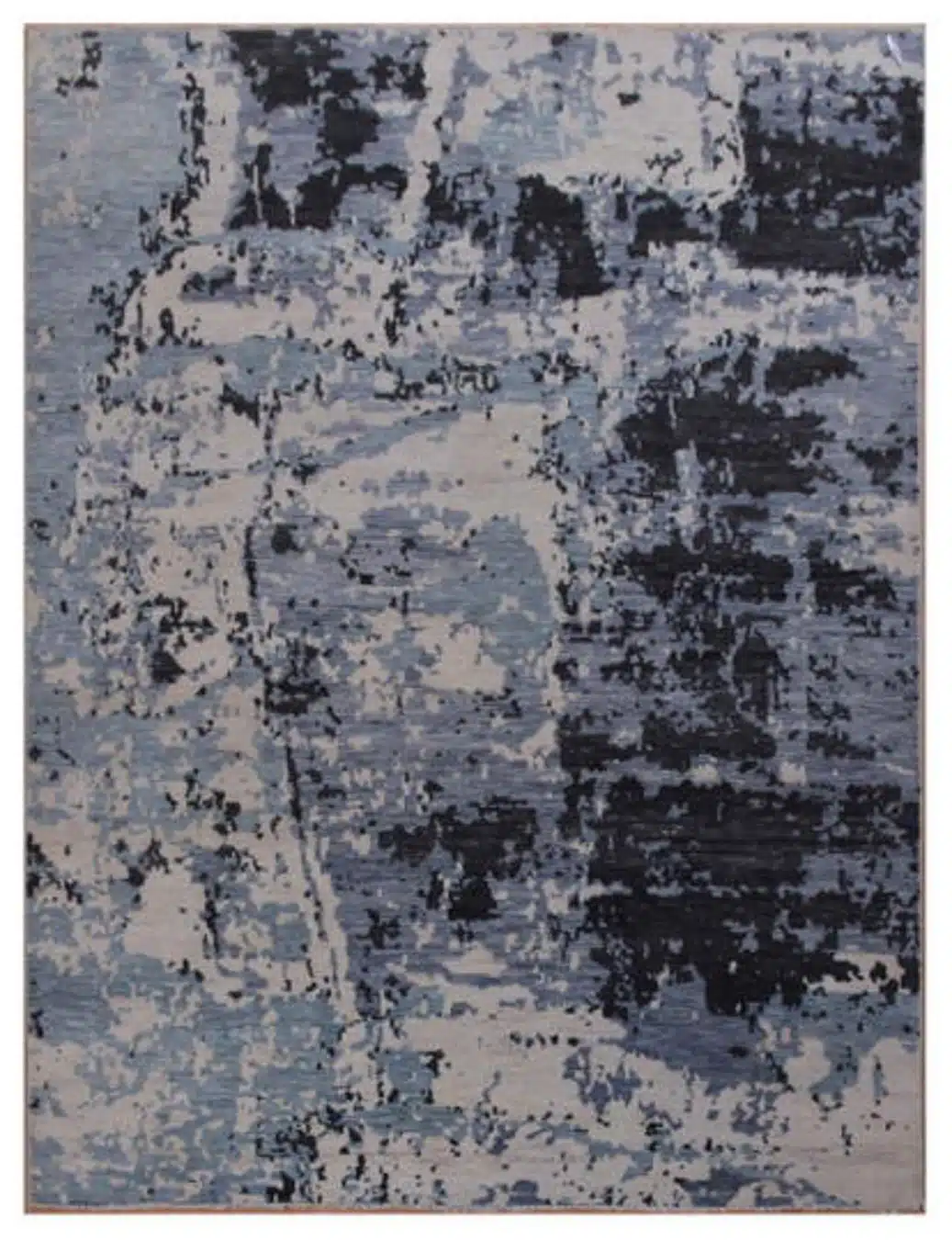 9' x 12' Blue Fine Hand-Knotted Indian Modern Design Rug – Contemporary Wool
