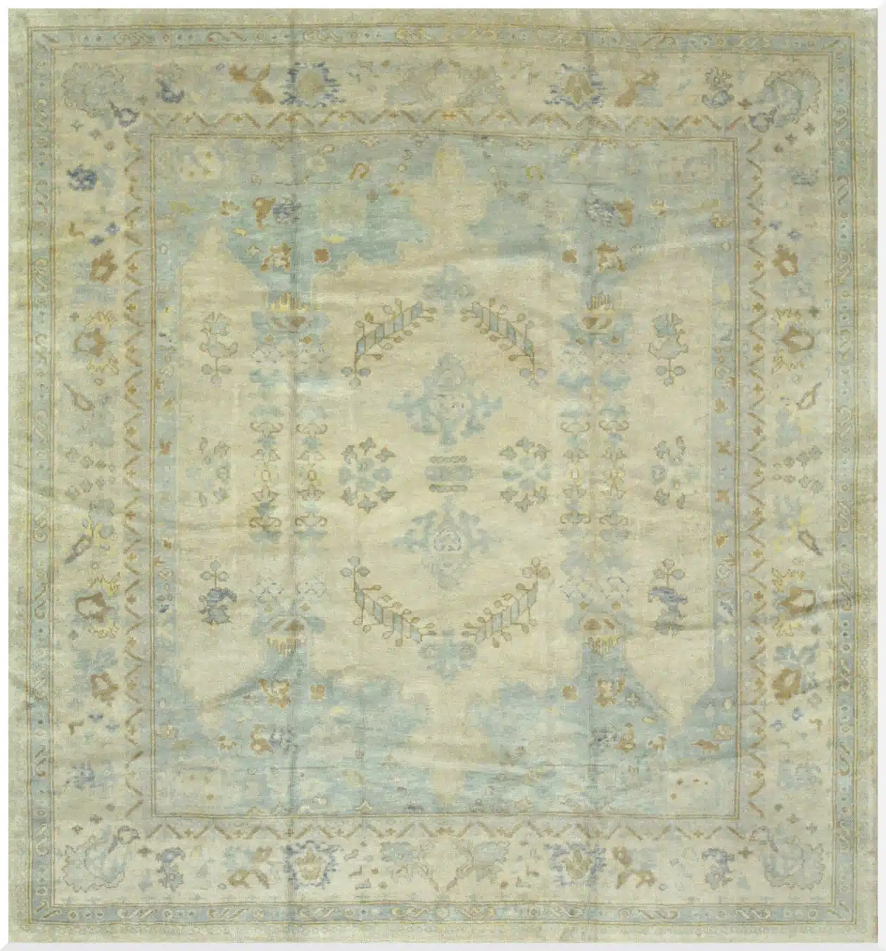 10' x 11' Beige Fine Hand-Knotted Turkish Oushak Rug – Transitional Wool