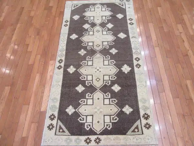 3' x 6' Grey Fine Hand-Knotted Turkish Anatolian Runner Rug – Transitional Wool - Image 2
