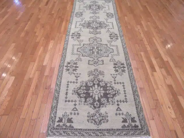 3' x 10' Beige Fine Hand-Knotted Turkish Vintage Anatolian Runner – Tribal Wool - Image 2