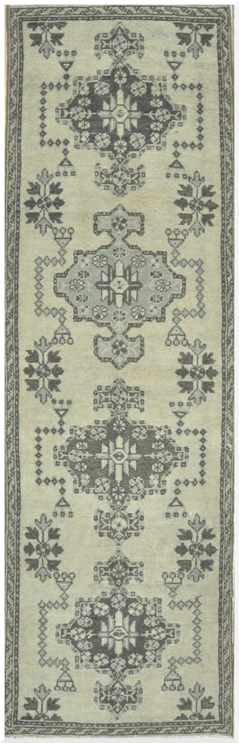 3' x 10' Beige Fine Hand-Knotted Turkish Vintage Anatolian Runner – Tribal Wool