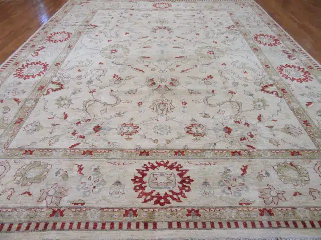 12' x 16' Beige Fine Hand-Knotted Pakistani Sultanabad Rug – Traditional Wool - Image 2