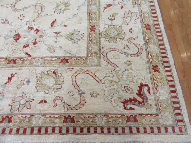 12' x 16' Beige Fine Hand-Knotted Pakistani Sultanabad Rug – Traditional Wool - Image 4