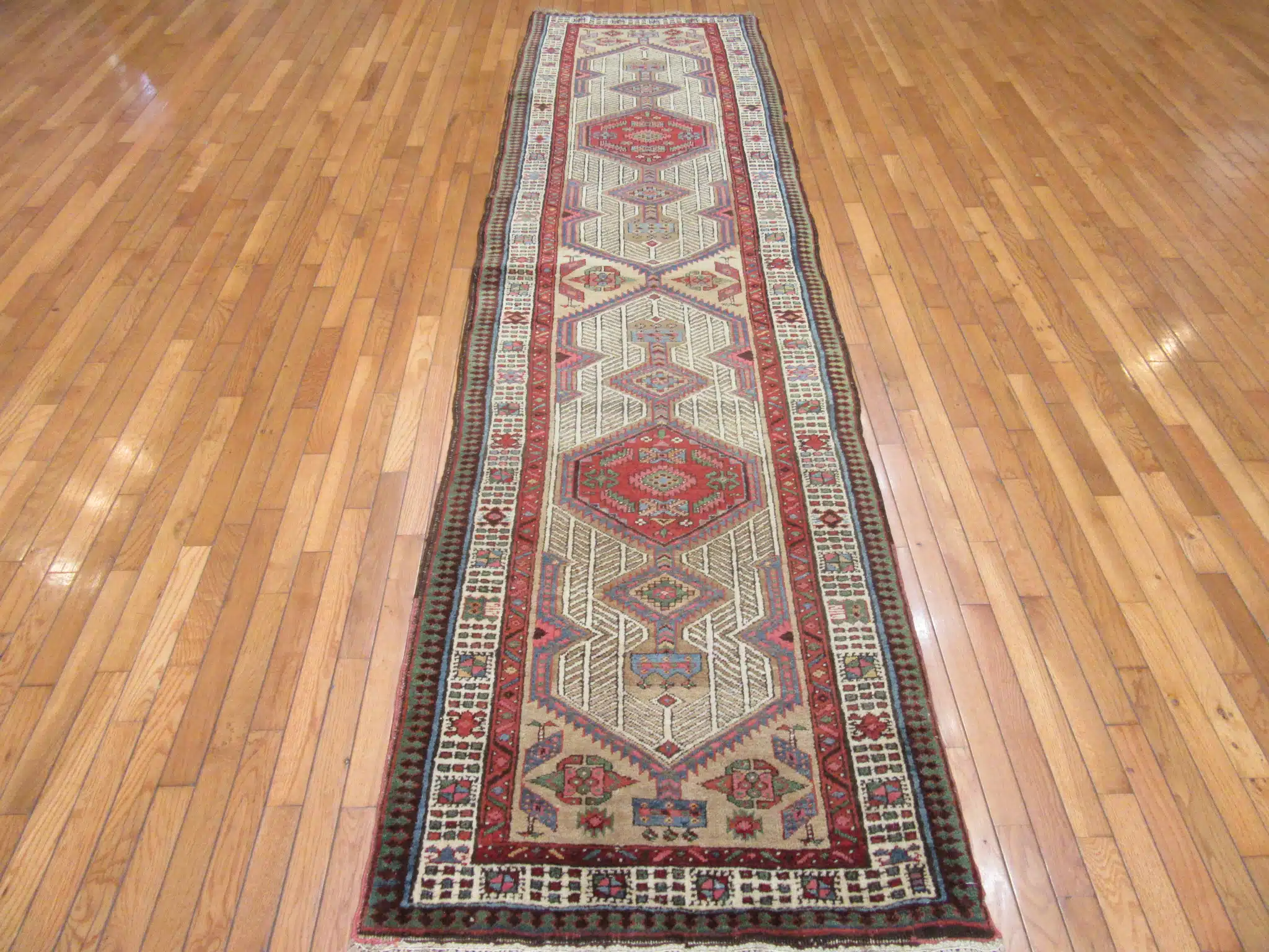 3' x 12' Red Fine Hand-Knotted Caucasian Kazak Rug – Tribal Wool - Image 2