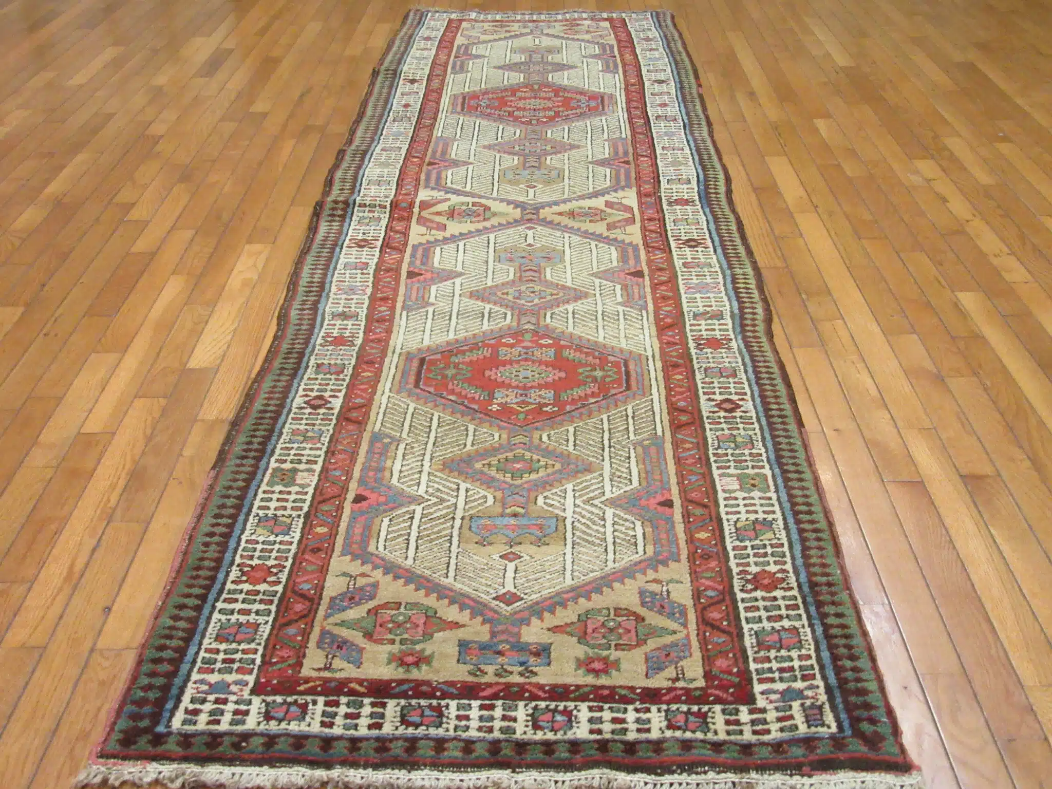 3' x 12' Red Fine Hand-Knotted Caucasian Kazak Rug – Tribal Wool - Image 5