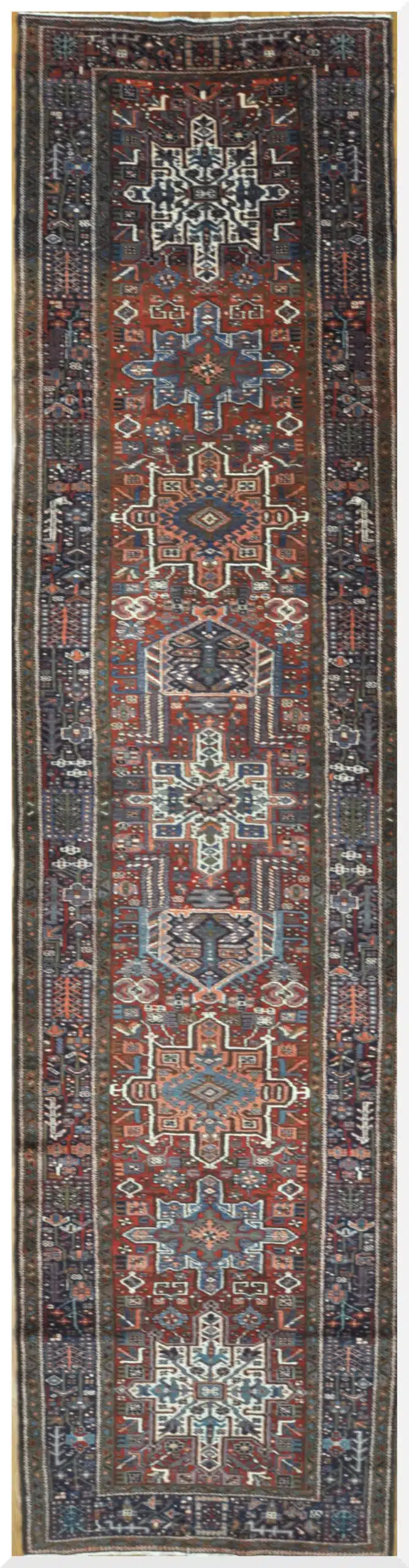 4' x 16' Persia Red Navy Kazak Runner Rug Traditional Hand Knotted Wool