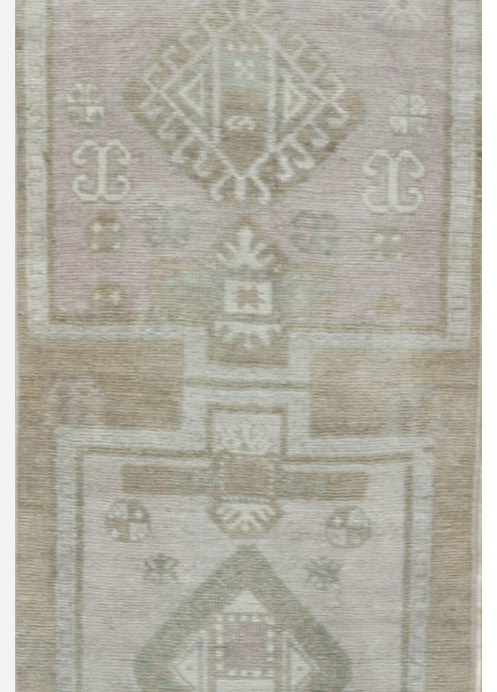 Vintage Short Hand Knotted Turkish Runner Rug