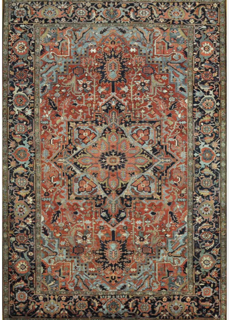 Antique Hand Knotted Persian Heriz Rug