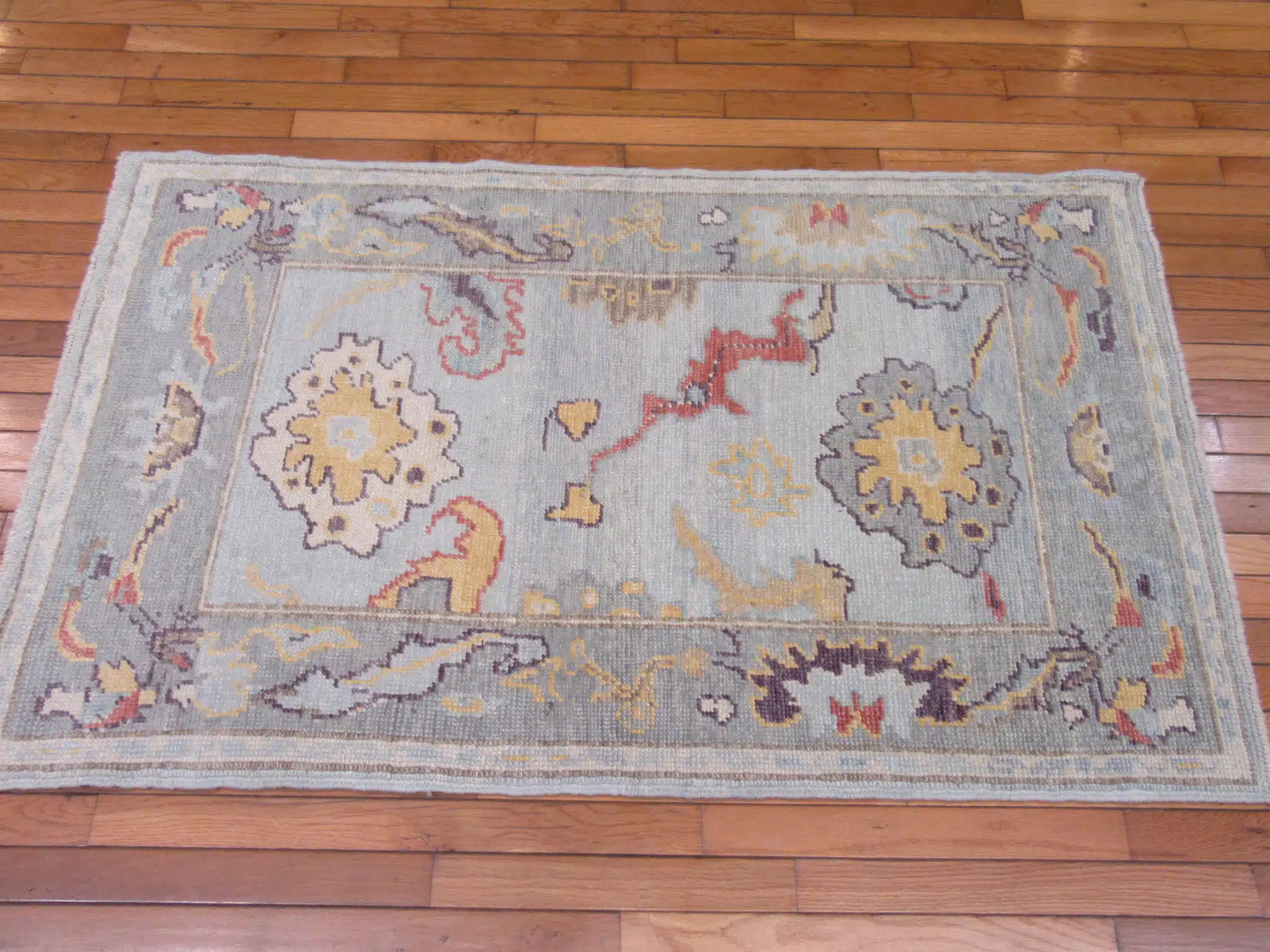 3' x 5' Light Blue Turkish Oushak Rug Hand Knotted Wool - Image 6