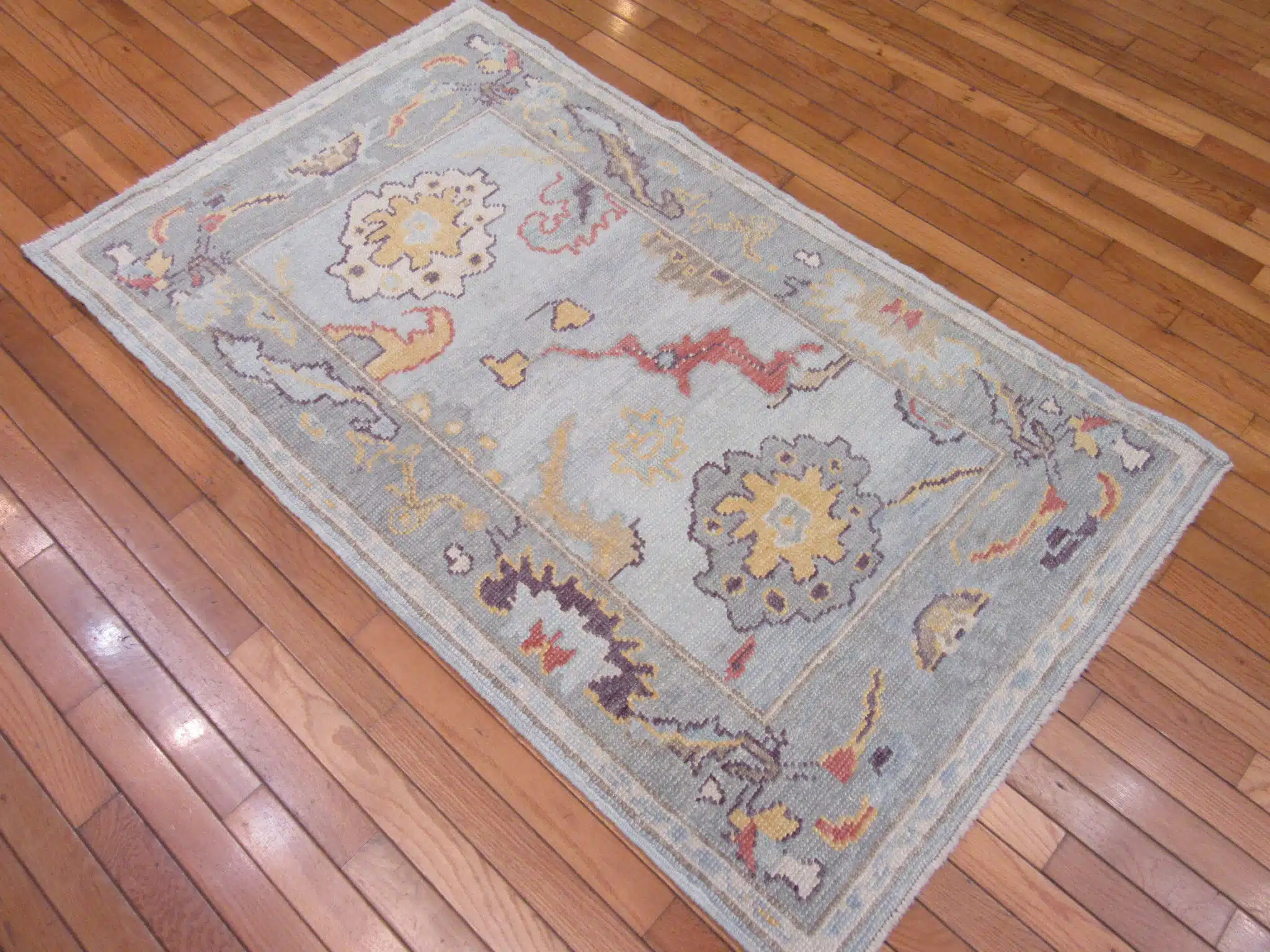 3' x 5' Light Blue Turkish Oushak Rug Hand Knotted Wool - Image 8