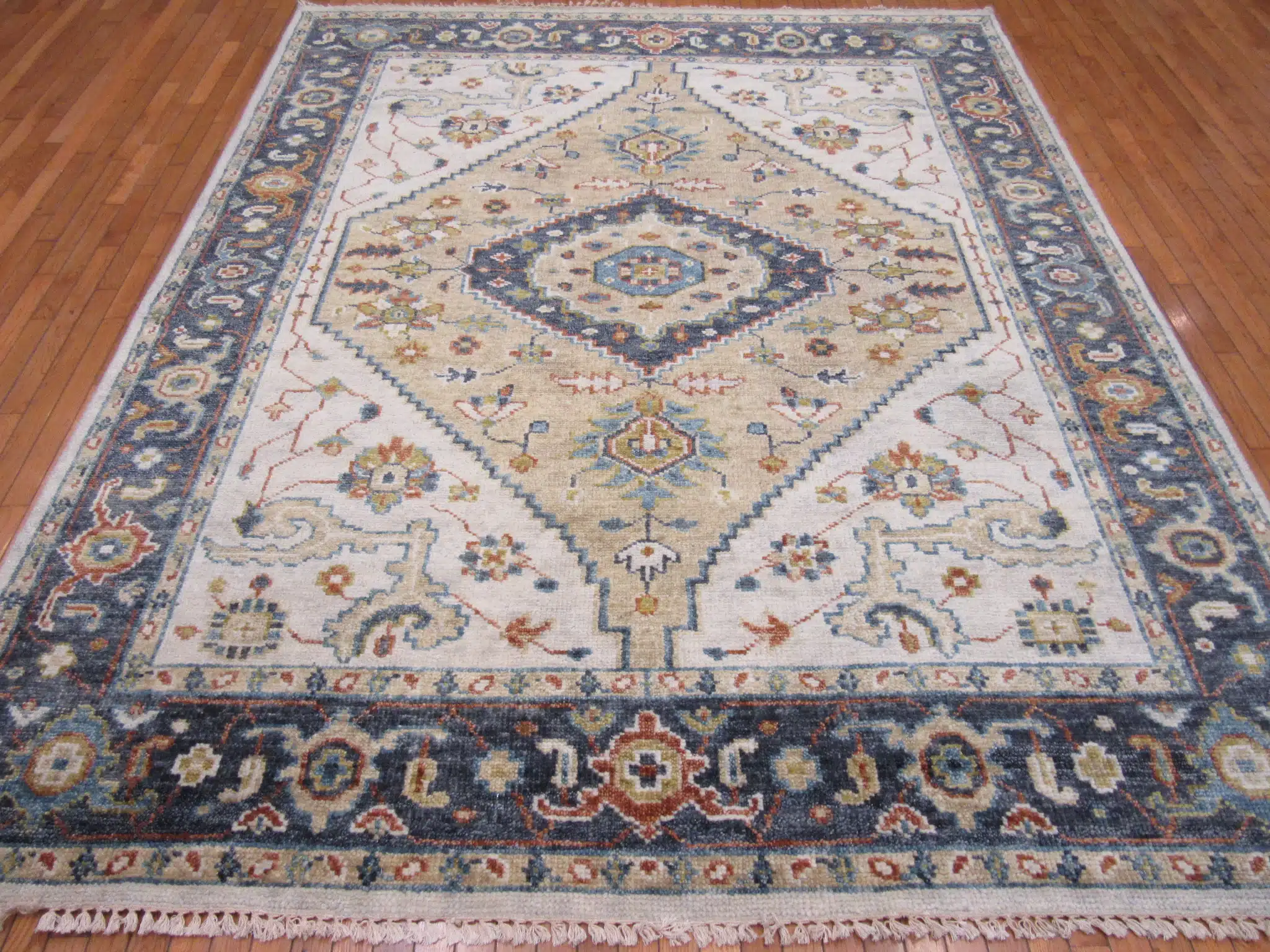 8' x 10' Indian Gold Ziegler Rug – Hand-Knotted Wool - Image 2