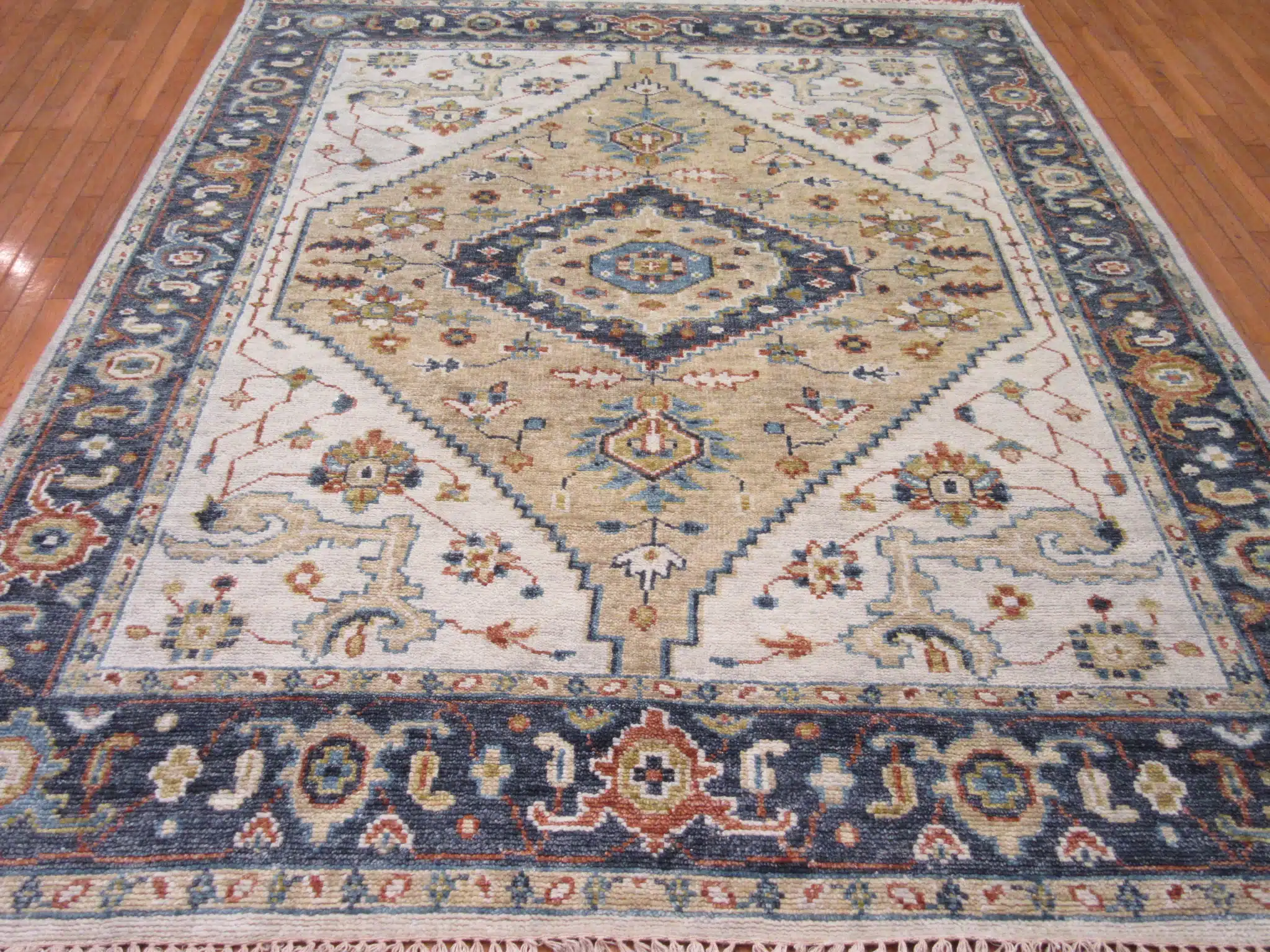 8' x 10' Indian Gold Ziegler Rug – Hand-Knotted Wool - Image 8