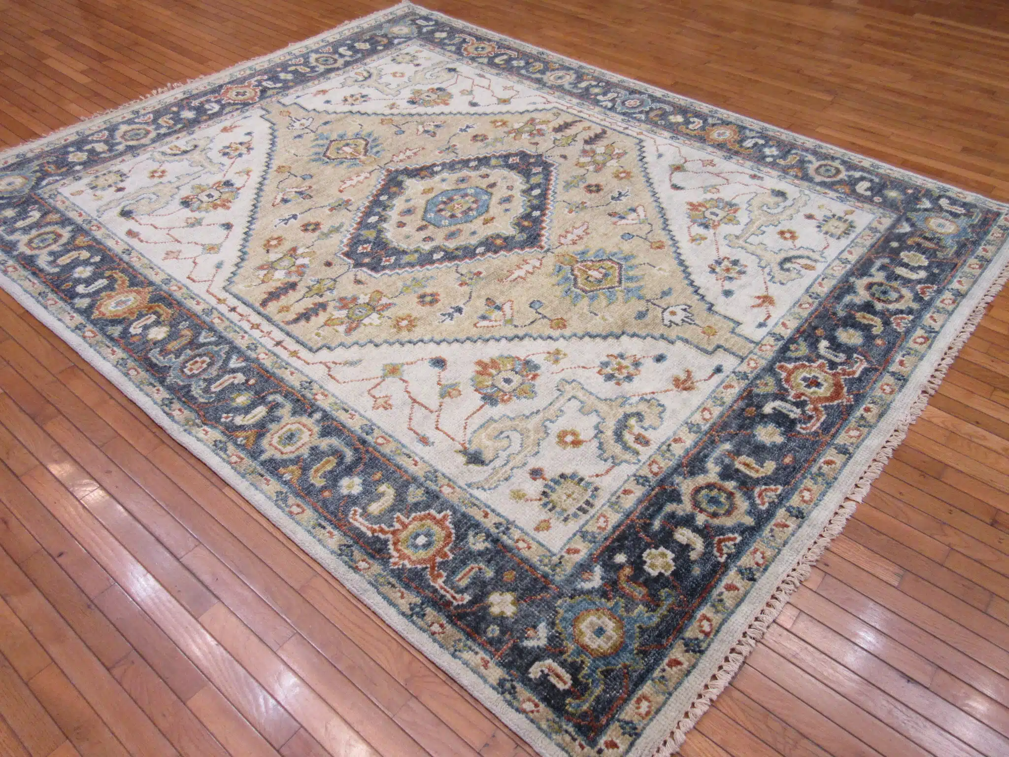 8' x 10' Indian Gold Ziegler Rug – Hand-Knotted Wool - Image 9