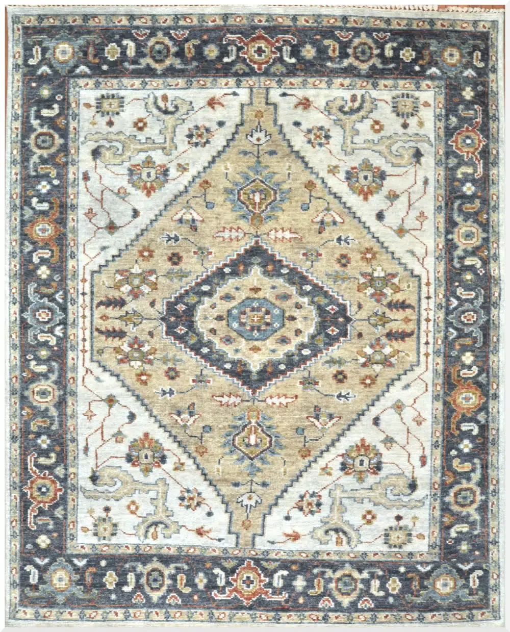 8' x 10' Indian Gold Ziegler Rug – Hand-Knotted Wool