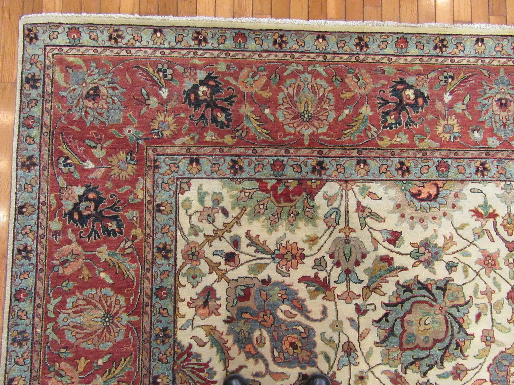 10' x 13' Indian Ivory Tabriz Rug – Hand-Knotted Wool - Image 6