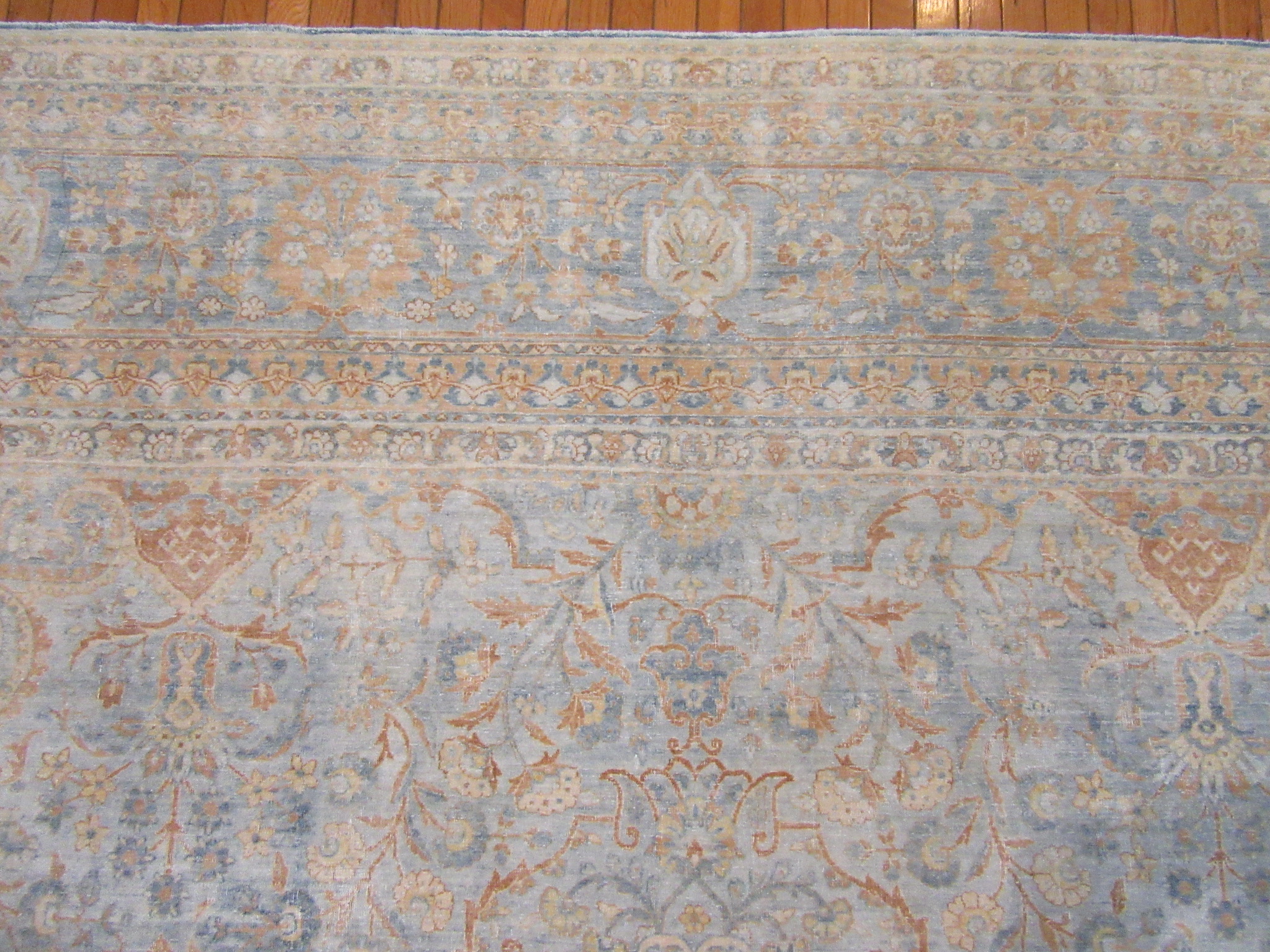 Antique Handknotted wool Blue Persian Kerman Rug - Image 11