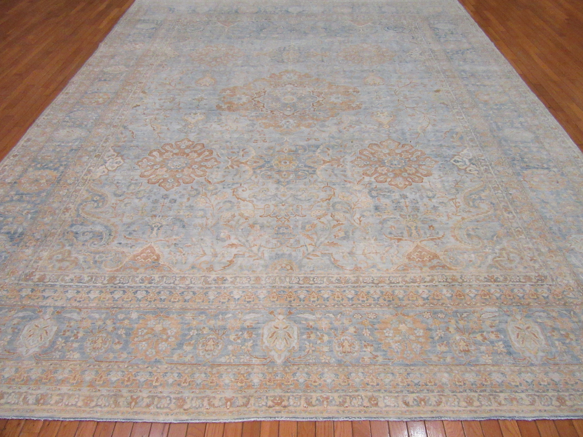 Antique Handknotted wool Blue Persian Kerman Rug - Image 14