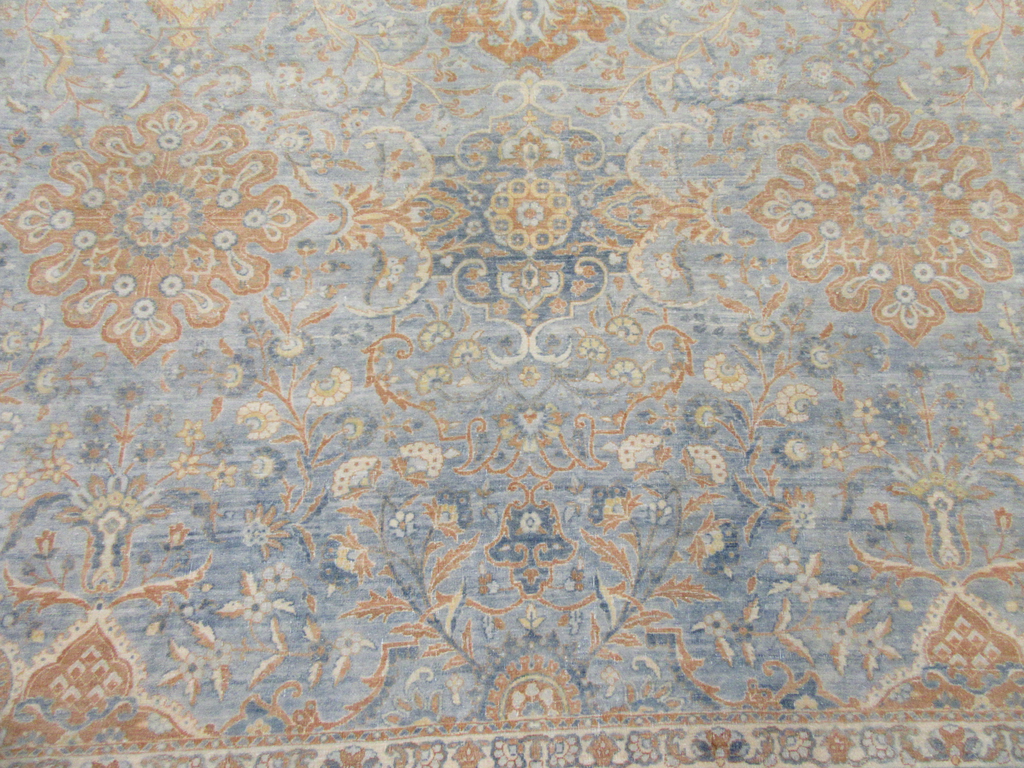 Antique Handknotted wool Blue Persian Kerman Rug - Image 5