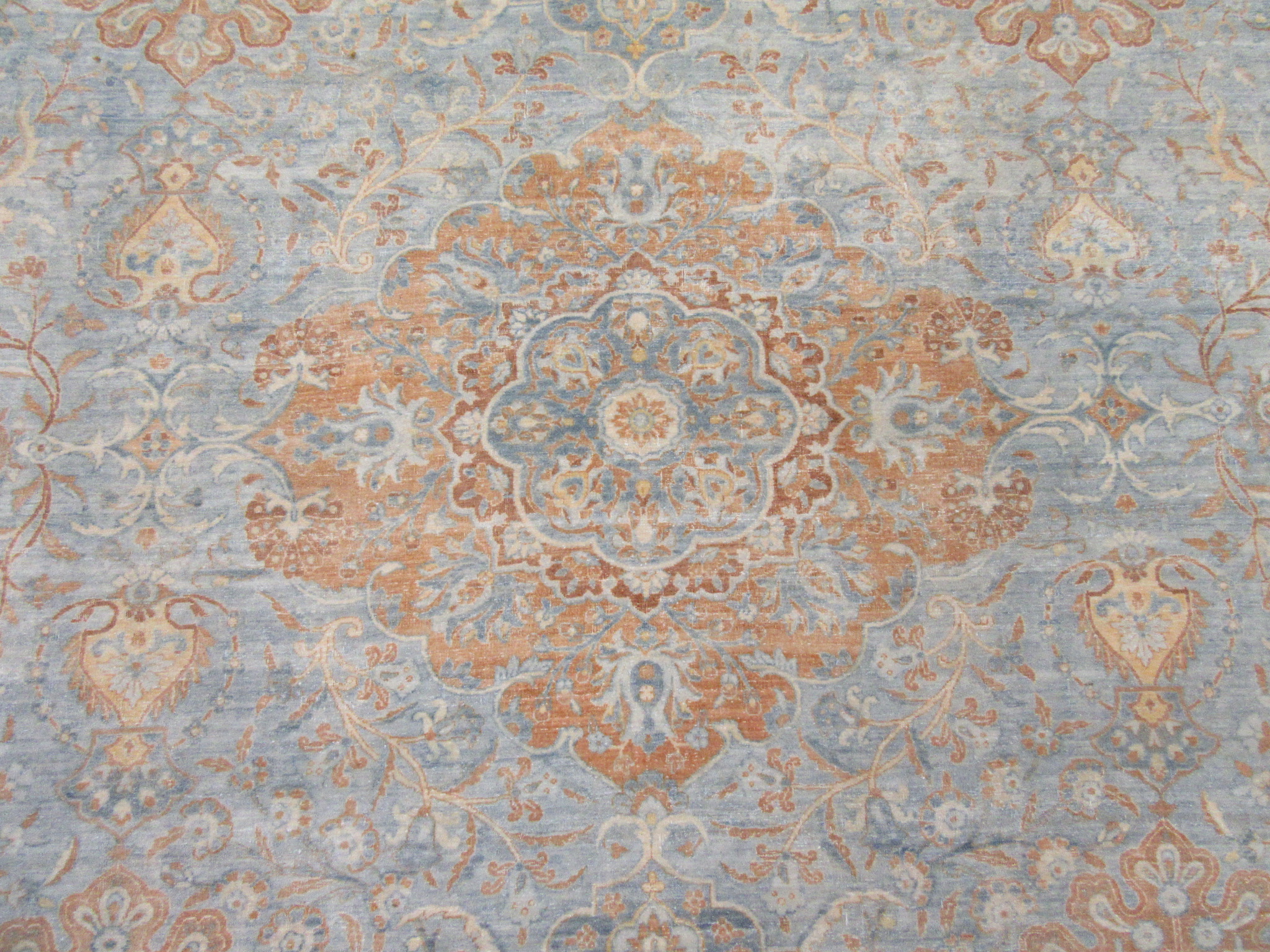Antique Handknotted wool Blue Persian Kerman Rug - Image 8