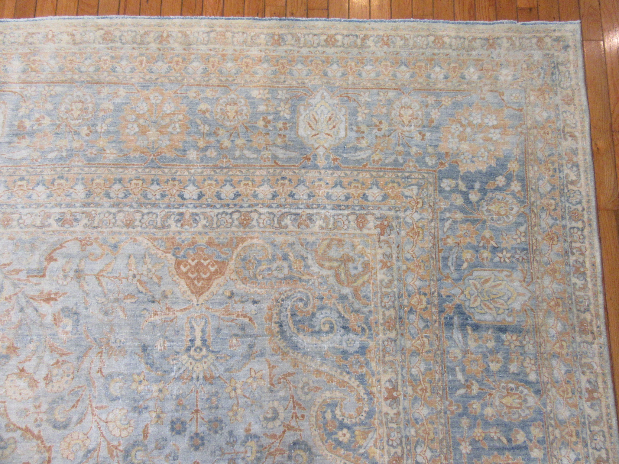 Antique Handknotted wool Blue Persian Kerman Rug - Image 10