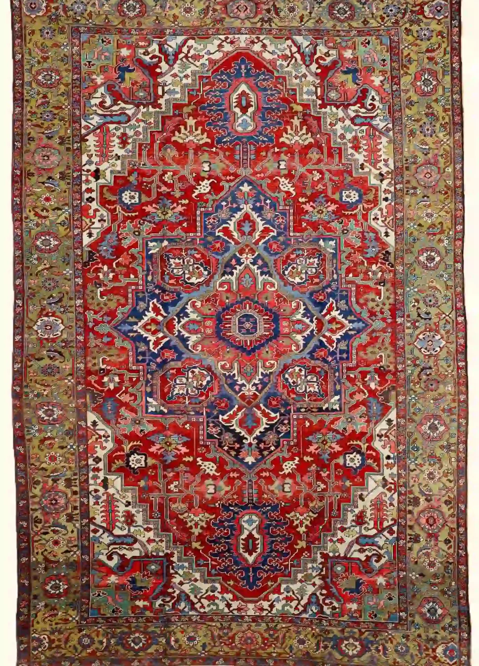 11′ x 17′ Red Fine Hand-Knotted Antique Persian Serapi – Traditional Wool