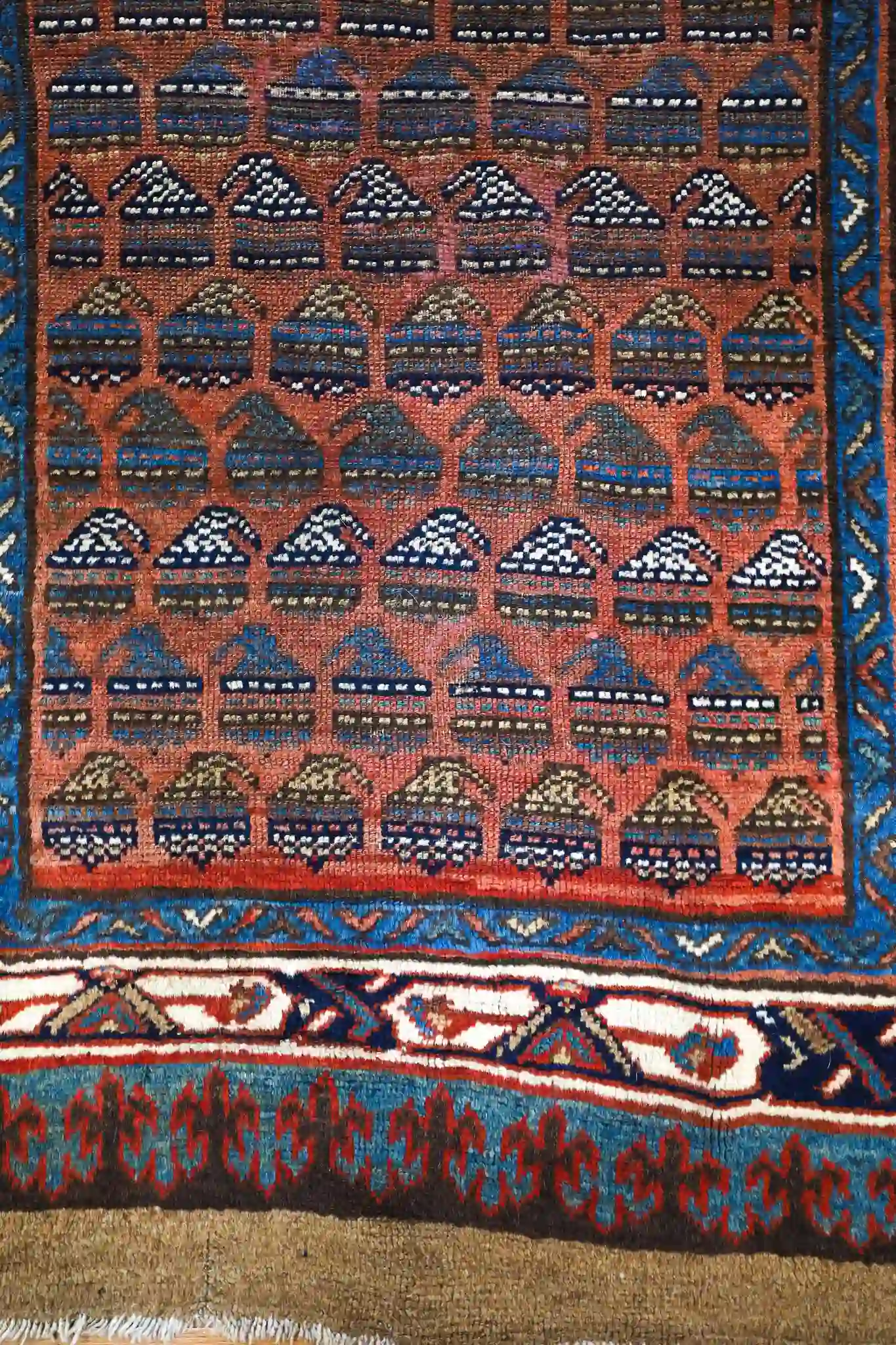 4' x 9' Persian Hashtroud(Camel hair) Rust Wool Runner Rug – Traditional Hand Knotted - Image 5