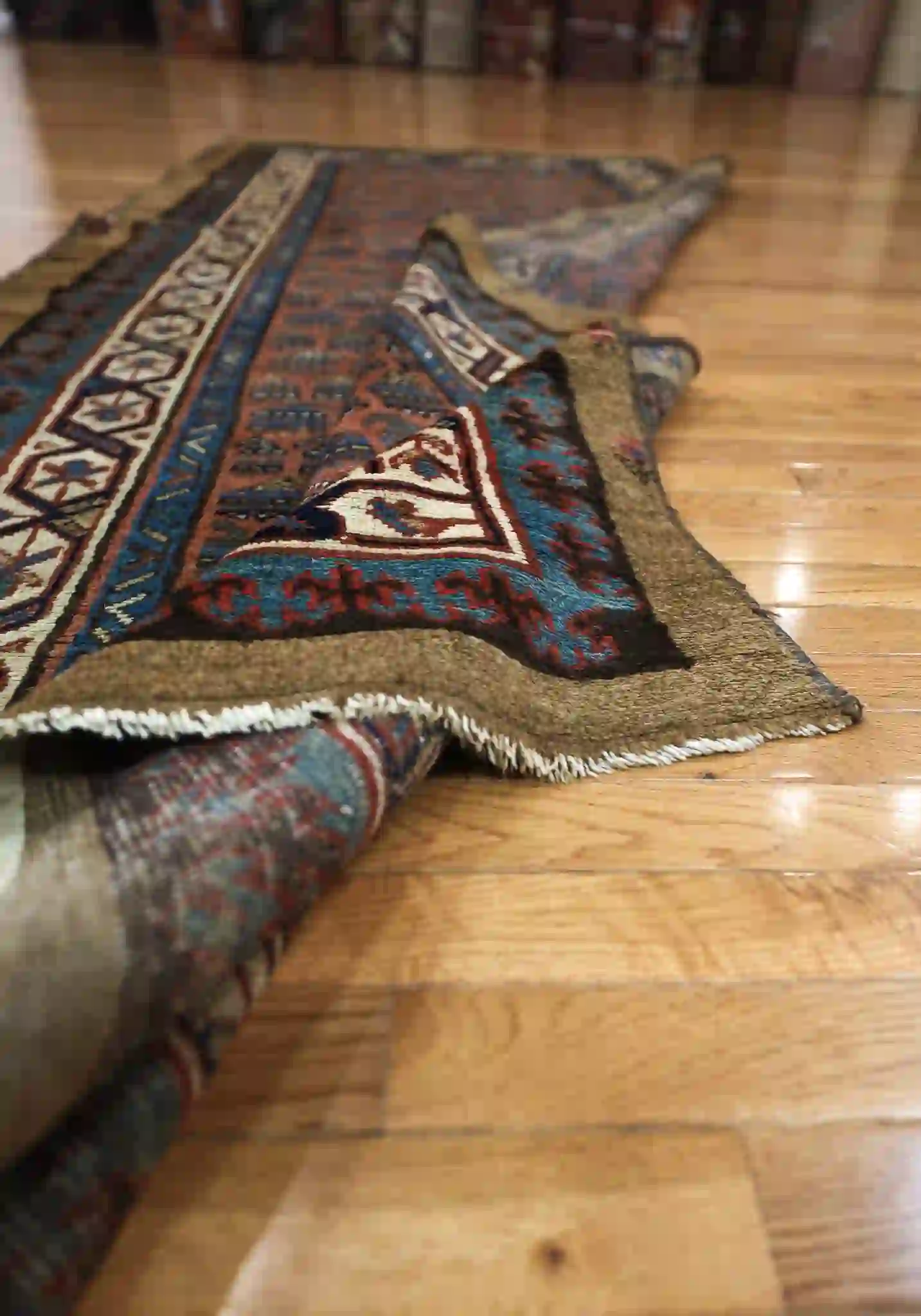 4' x 9' Persian Hashtroud(Camel hair) Rust Wool Runner Rug – Traditional Hand Knotted - Image 3