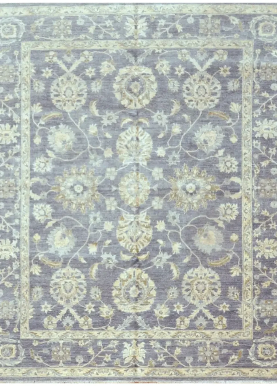 New Hand Knotted 8x 10 Wool Blue Ivory Oushak Design Rug