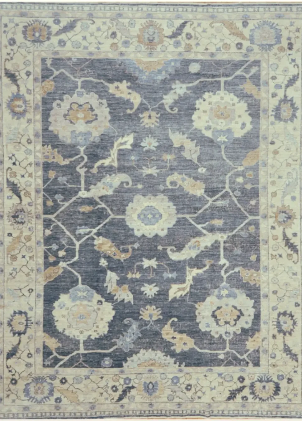 New Hand Knotted Wool Turkish Oushak Rug