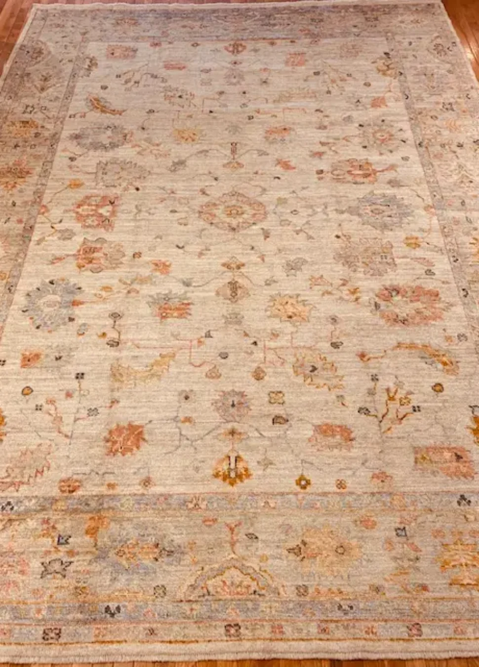 9′ x 12′ Turkish Beige Oushak Rug Hand Knotted Wool