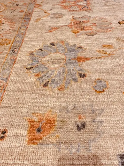 9' x 12' Turkish Beige Oushak Rug Hand Knotted Wool - Image 5