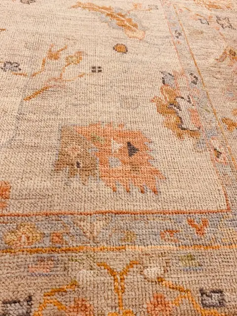 9' x 12' Turkish Beige Oushak Rug Hand Knotted Wool - Image 2