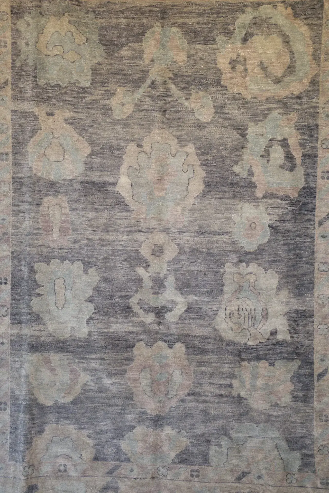 9' x 12' Turkey Cream Blue Gray Oushak Rug New Hand Knotted Wool - Image 5