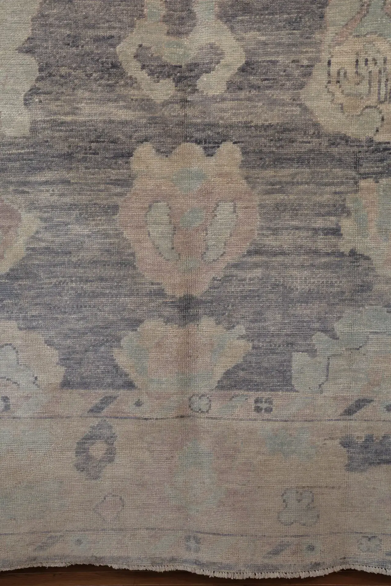 9' x 12' Turkey Cream Blue Gray Oushak Rug New Hand Knotted Wool - Image 4