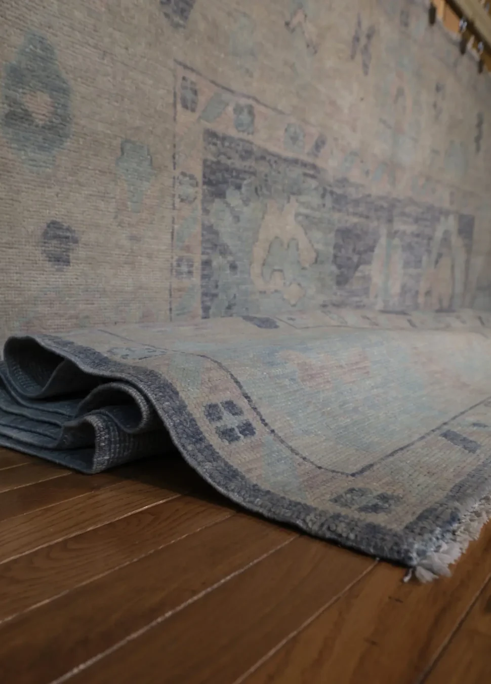 9′ x 12′ Turkey Cream Blue Gray Oushak Rug New Hand Knotted Wool