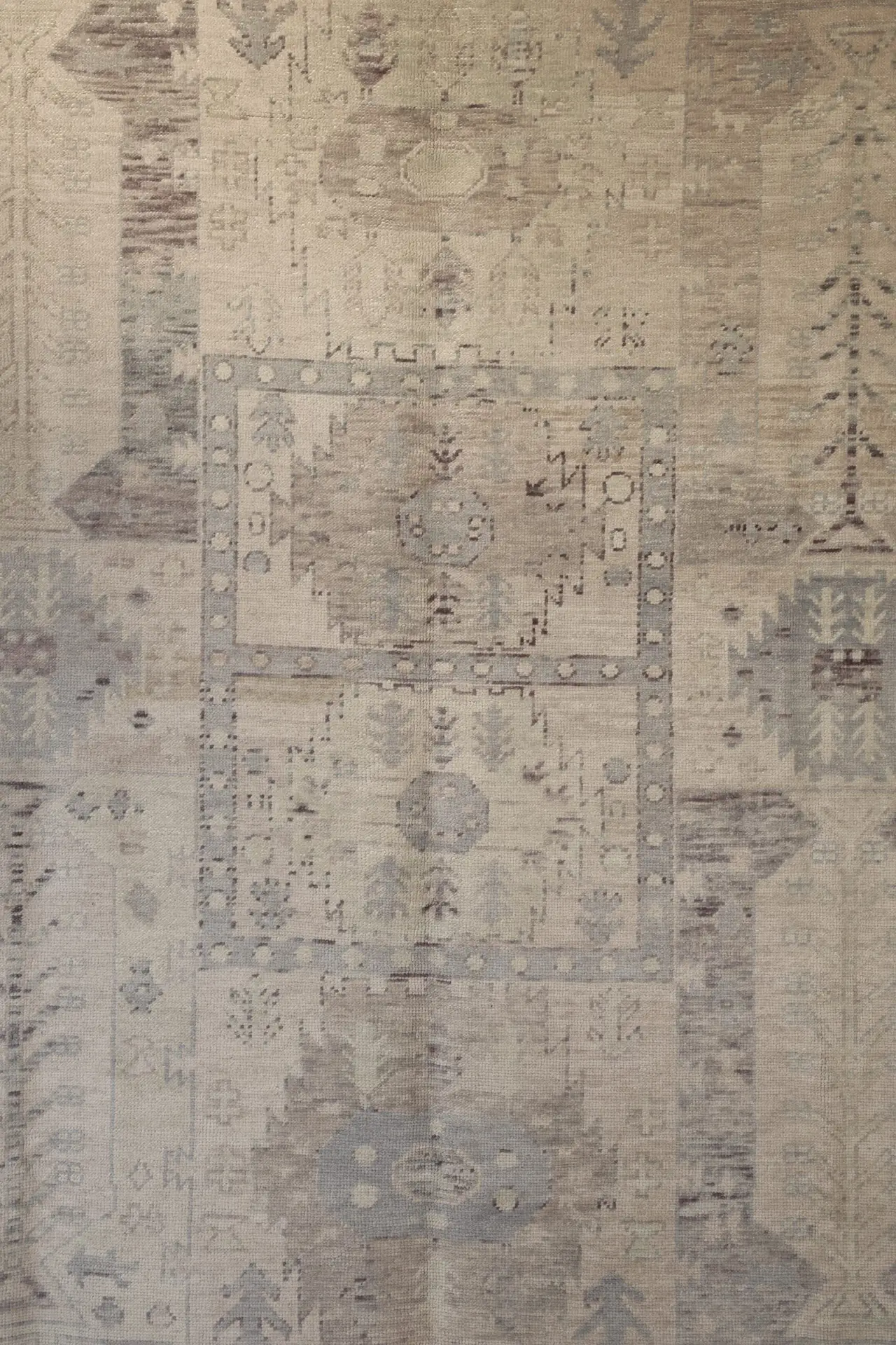 9' x 12' Turkey Neutral-Ivory & Soft Blue Oushak Rug ? Traditional Handwoven Wool - Image 4
