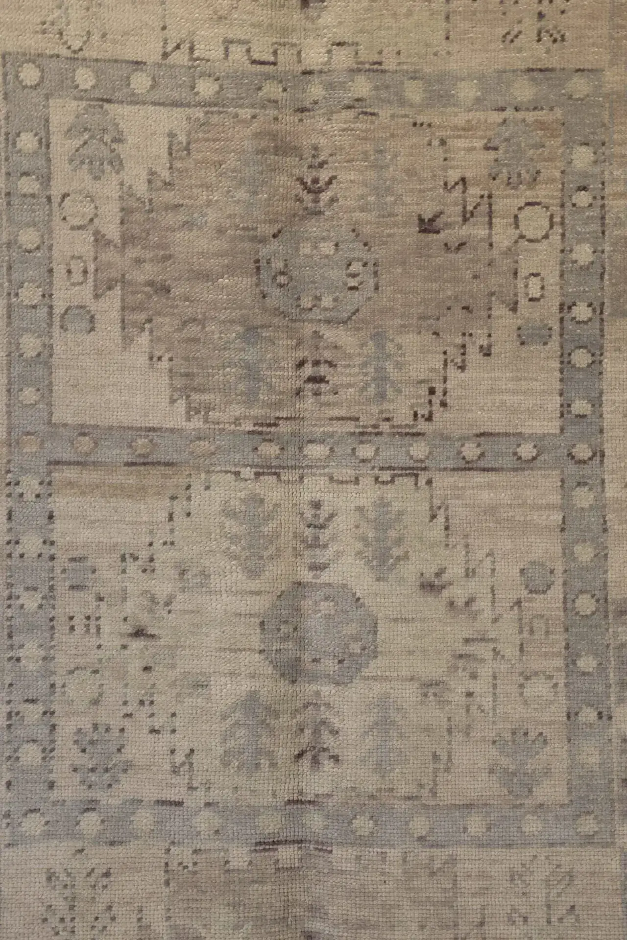9' x 12' Turkey Neutral-Ivory & Soft Blue Oushak Rug ? Traditional Handwoven Wool - Image 2