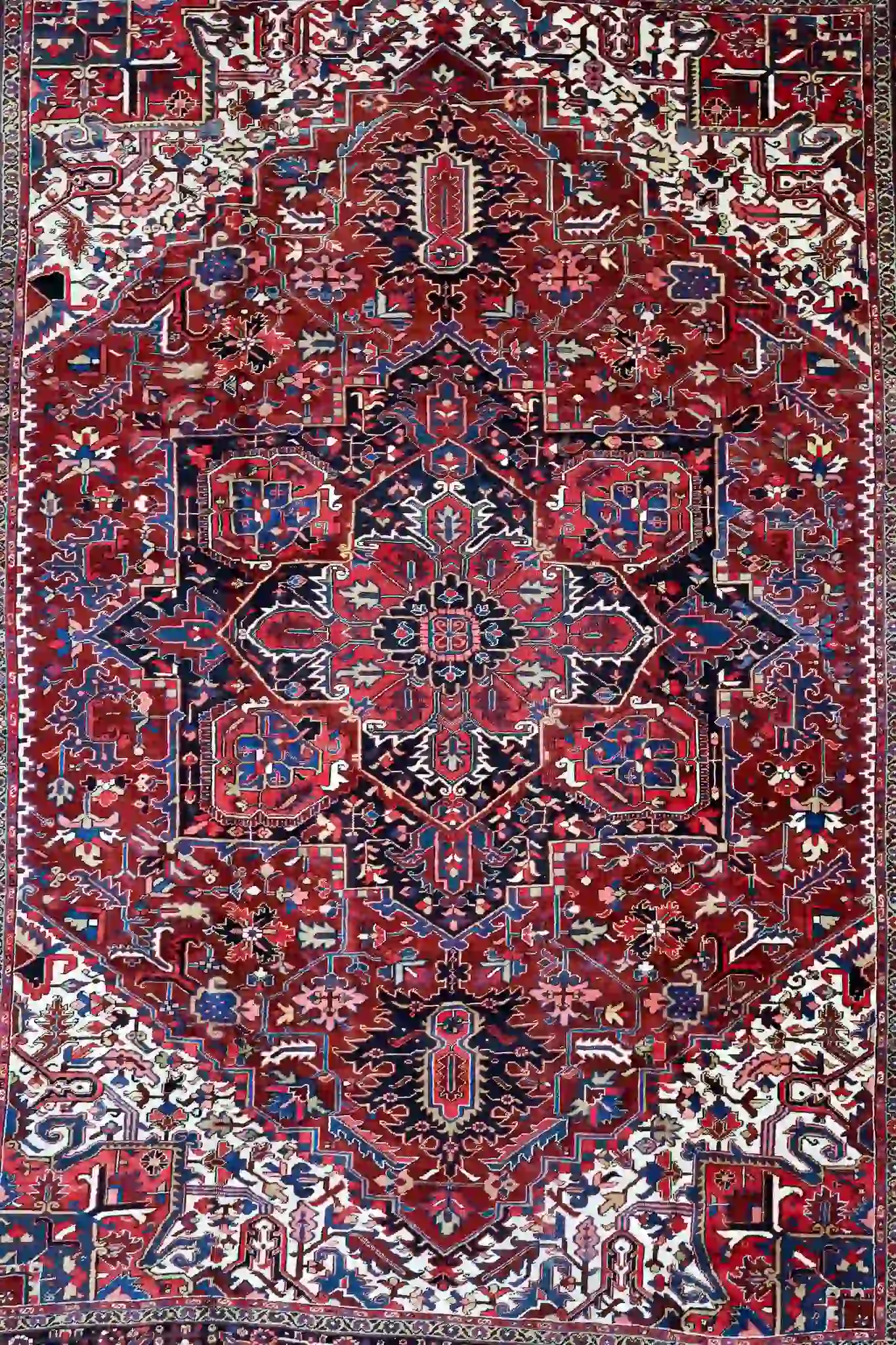 12' x 15' Red Fine Hand-Knotted Persian Heriz Rug – Traditional Wool - Image 4