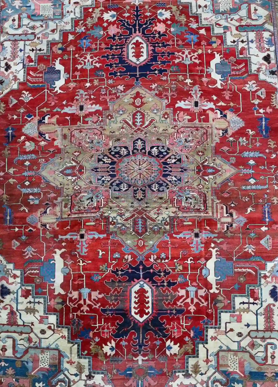 14′ x 20′ Red Fine Hand-Knotted Antique Persian Serapi – Traditional Wool