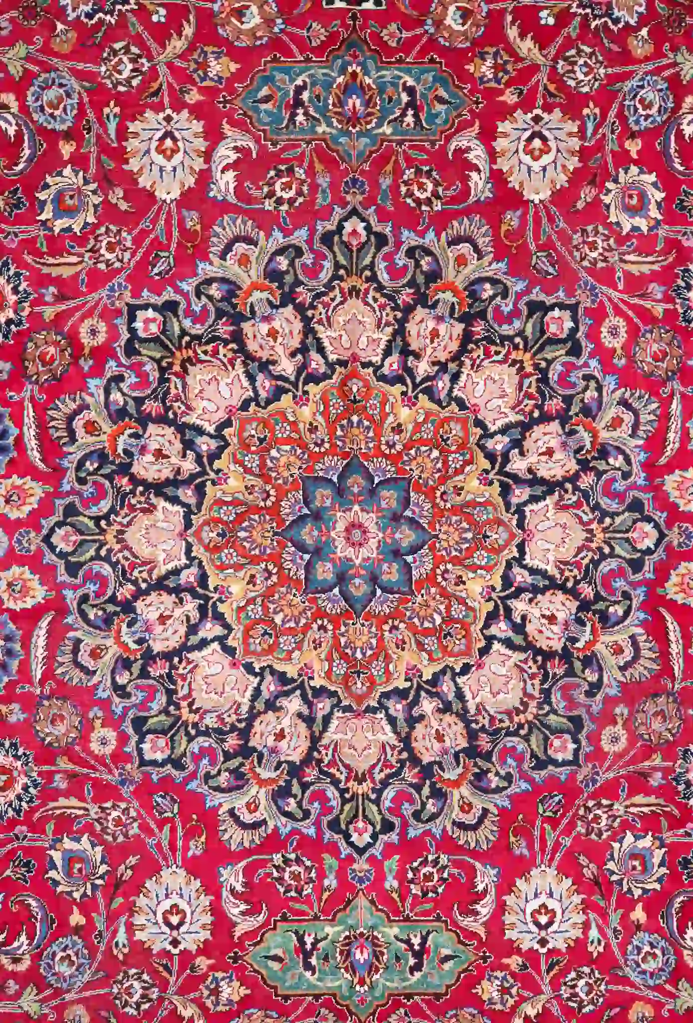 12' x 17' Red Fine Hand-Knotted Vintage Persian Mashad – Traditional Wool - Image 2