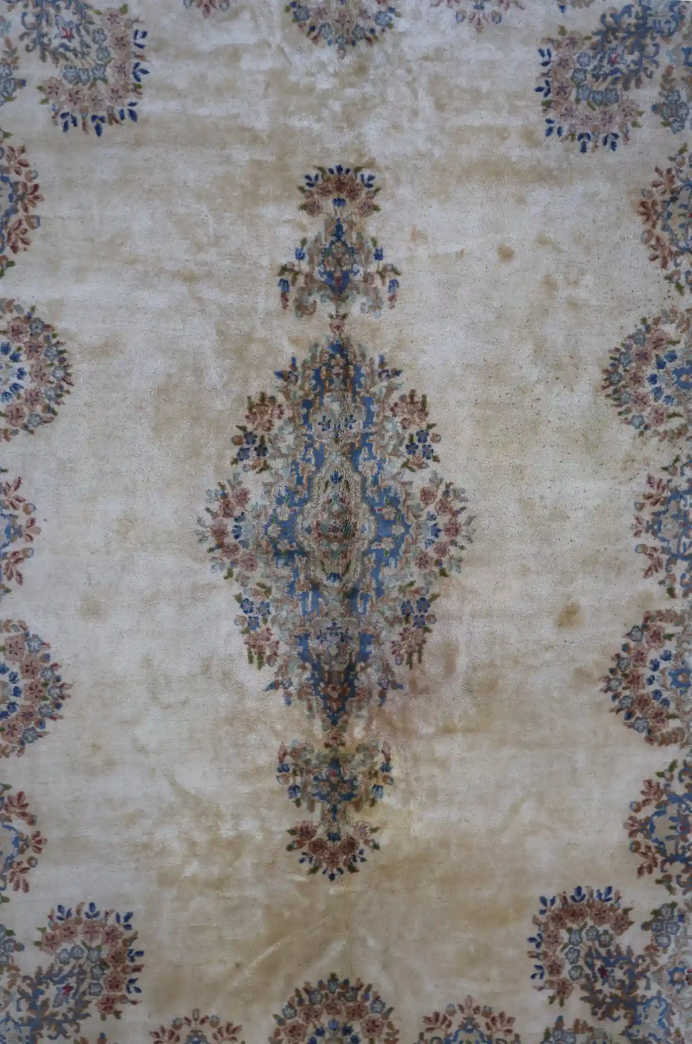 8' x 13' Ivory Fine Hand-Knotted Persian Kerman Rug – Traditional Wool - Image 3