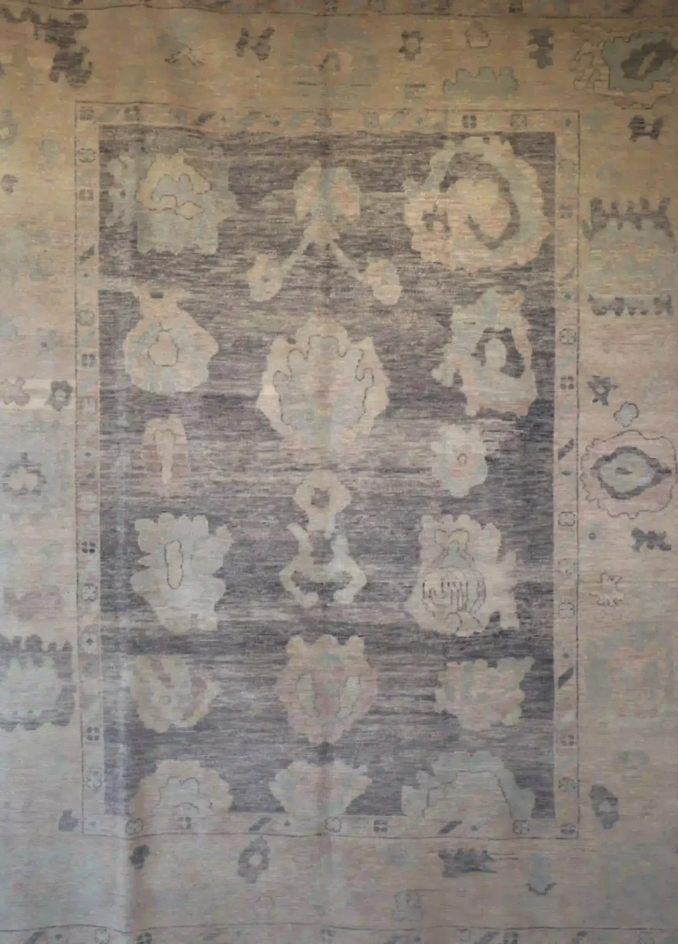 9′ x 12′ Beige Fine Hand-Knotted Turkish Oushak Rug – Traditional Wool