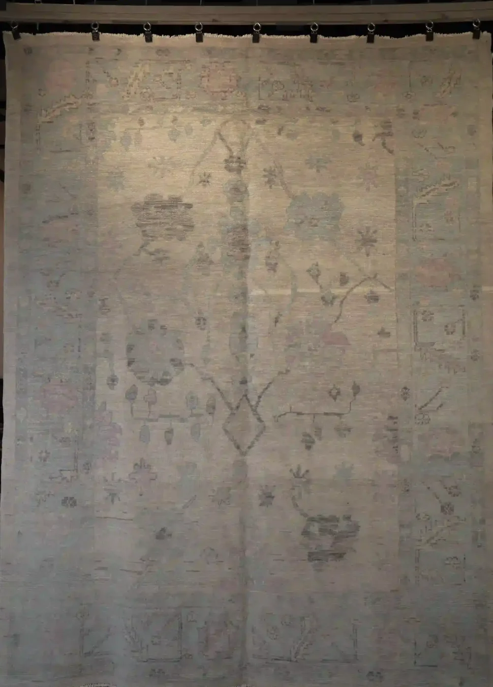 8′ x 11′ Gray Fine Hand-Knotted Turkish Oushak Rug – Transitional Wool